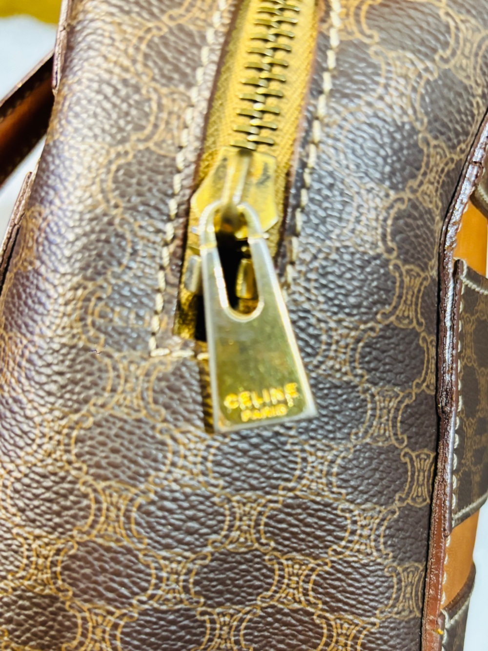 Vintage Celine Macadam Boston Top Handle Bag brown canvas (pvc) leather Italy - Picture 6 of 15